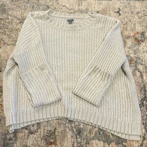 Aerie Women's Cream Ribbed Crew Neck Sweater